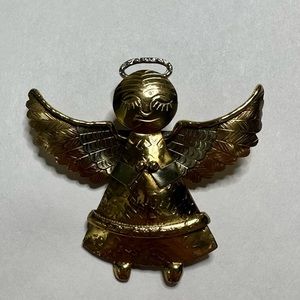 Vintage handcrafted angel‎ with halo brooch